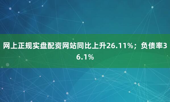 网上正规实盘配资网站同比上升26.11%;负债率36.1%